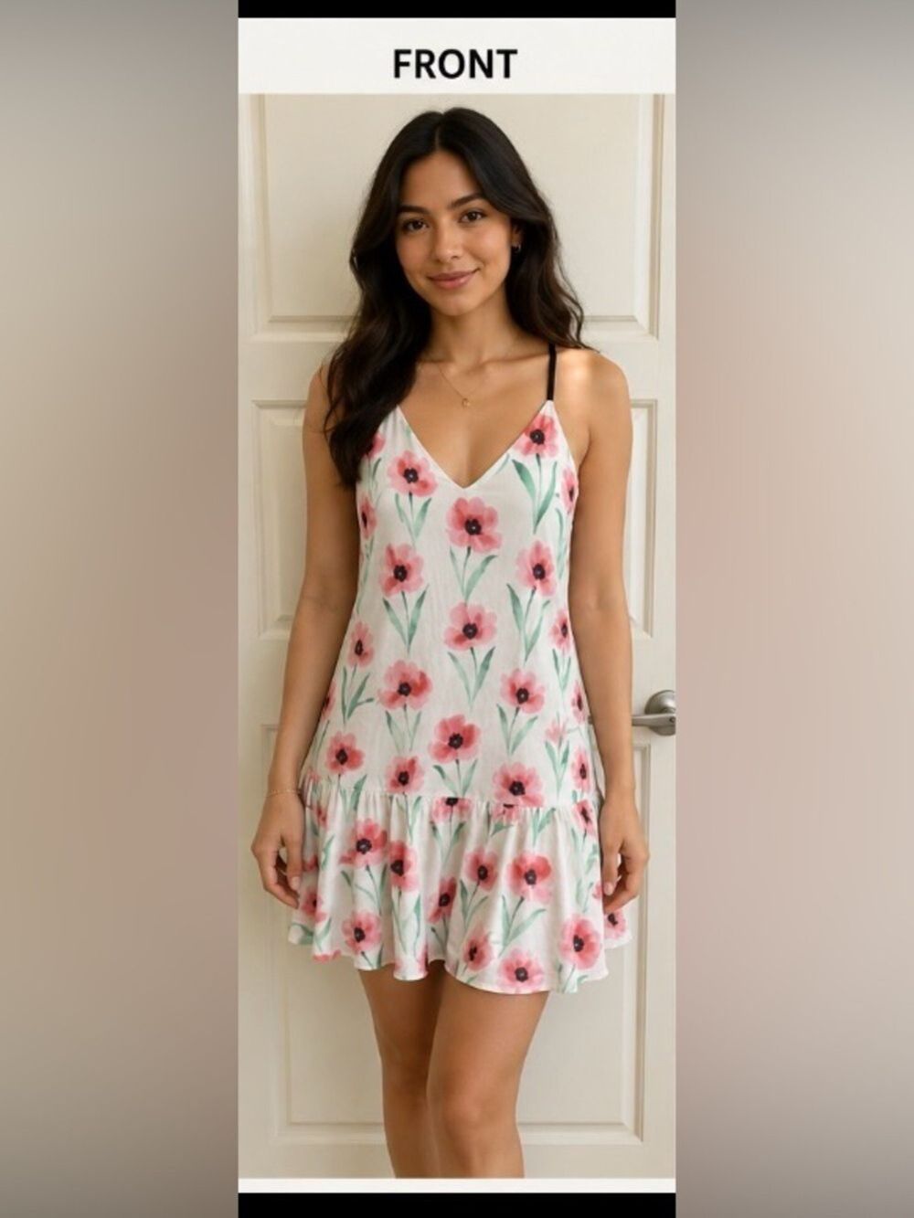 Milly floral Slip Dress Black Straps & Pink & Green Floral Sz 10 summer cruise